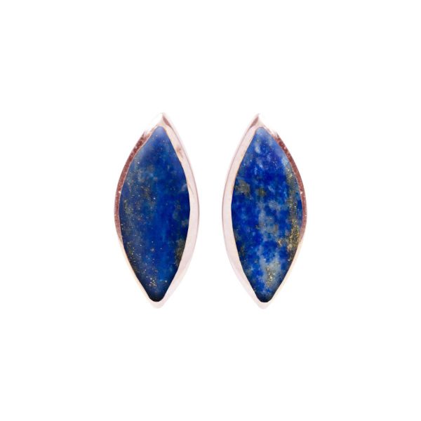 Rose Gold Lapis Stud Earrings