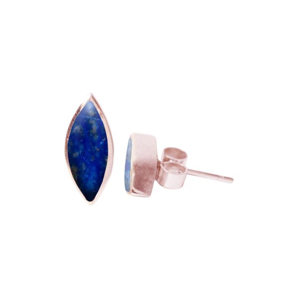 Rose Gold Lapis Stud Earrings