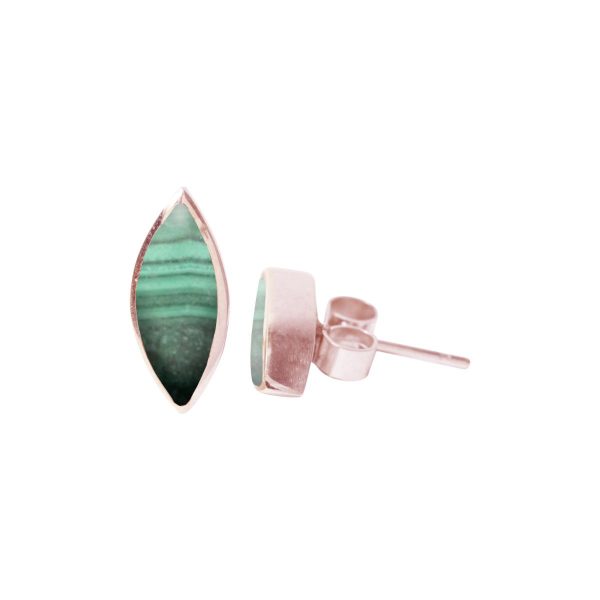 Rose Gold Malachite Stud Earrings