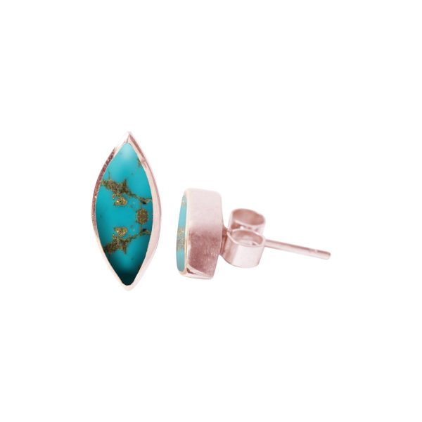 Rose Gold Turquoise Stud Earrings