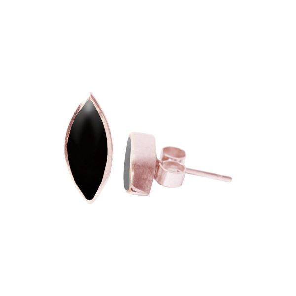 Rose Gold Whitby Jet Stud Earrings