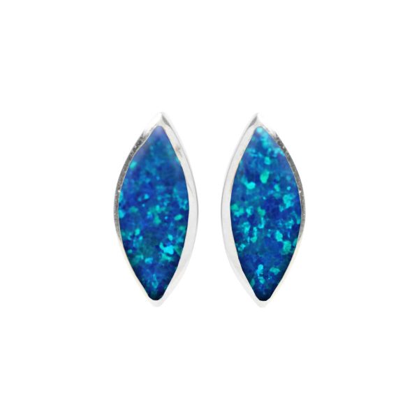 Silver Opalite Cobalt Blue Stud Earrings