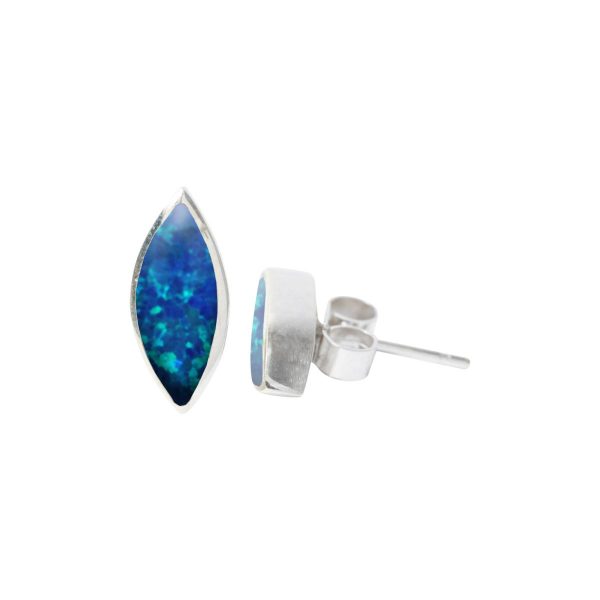 Silver Opalite Cobalt Blue Stud Earrings