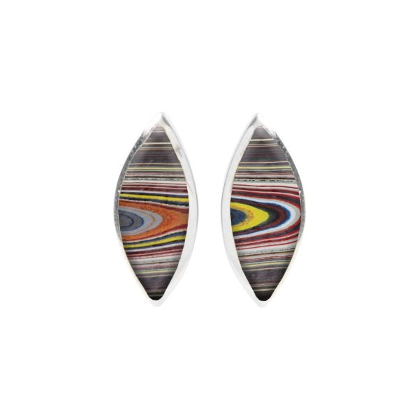 Silver Fordite Stud Earrings