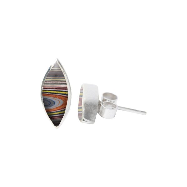 Silver Fordite Stud Earrings