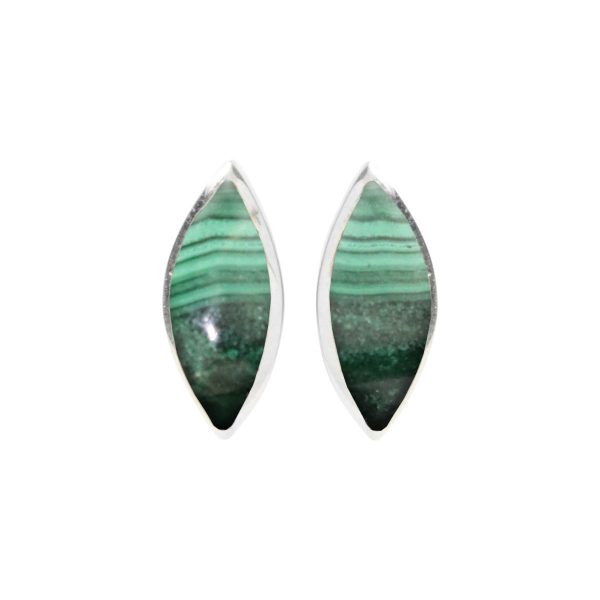 Silver Malachite Stud Earrings