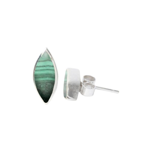 Silver Malachite Stud Earrings