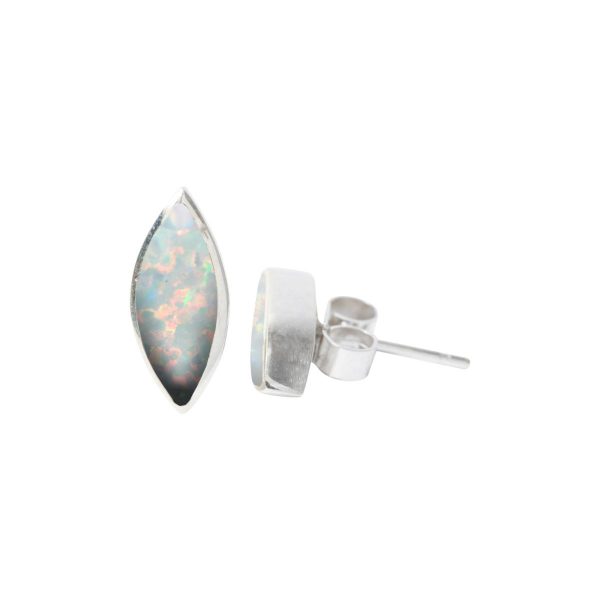 Silver Opalite Sun Ice Stud Earrings