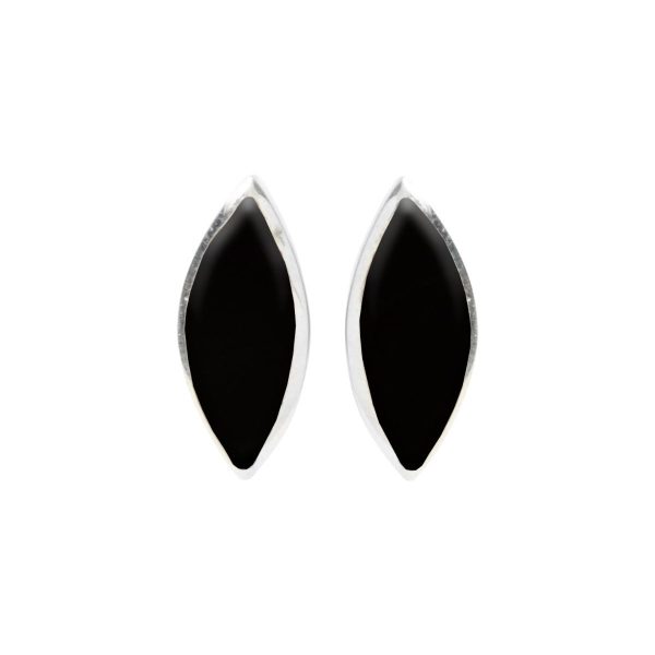 Silver Whitby Jet Stud Earrings