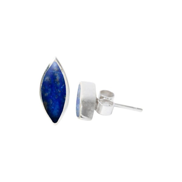 White Gold Lapis Stud Earrings