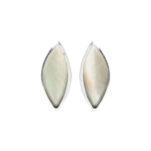 White Gold Mother of Pearl Stud Earrings