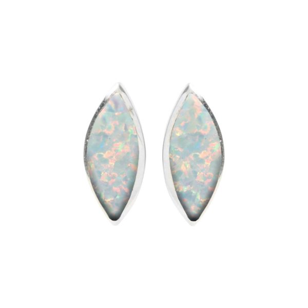 White Gold Opalite Sun Ice Stud Earrings