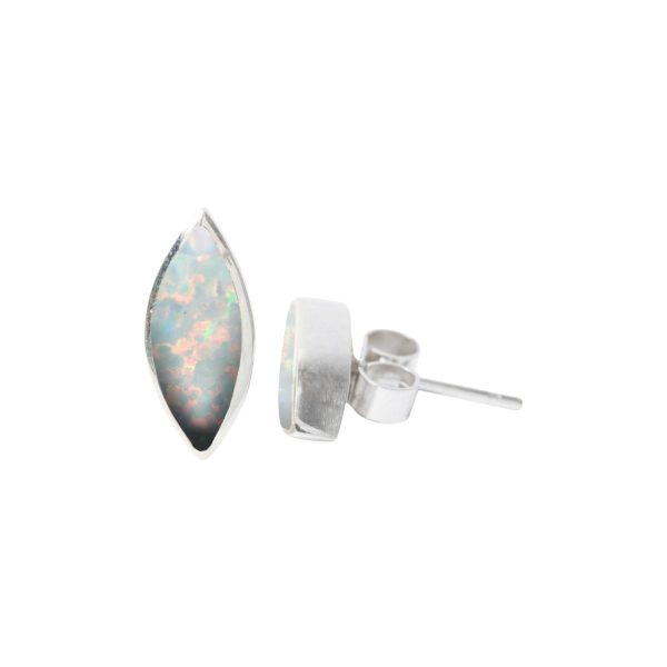 White Gold Opalite Sun Ice Stud Earrings