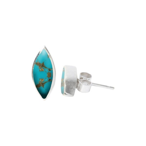 White Gold Turquoise Stud Earrings