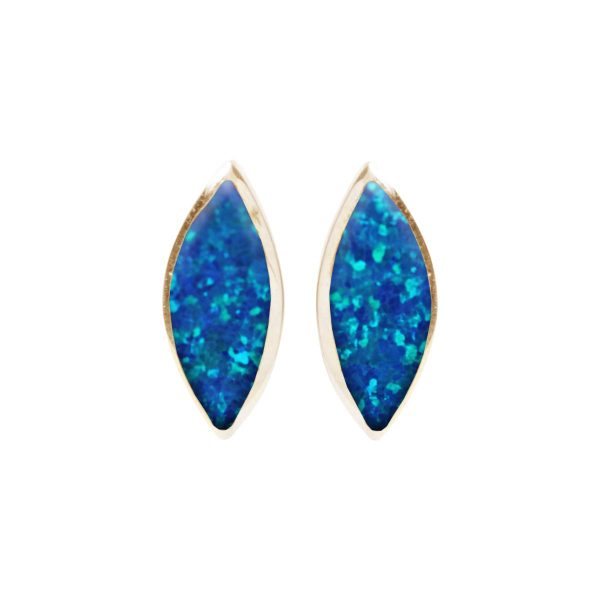 Gold Opalite Cobalt Blue Stud Earrings