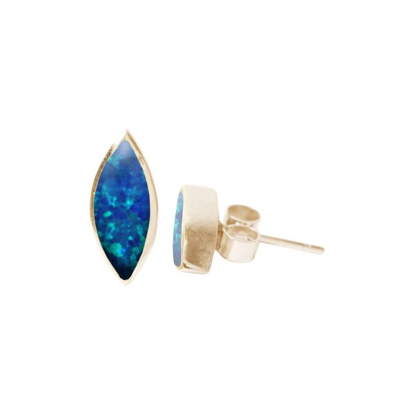 Gold Opalite Cobalt Blue Stud Earrings