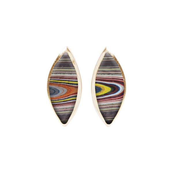 Gold Fordite Stud Earrings