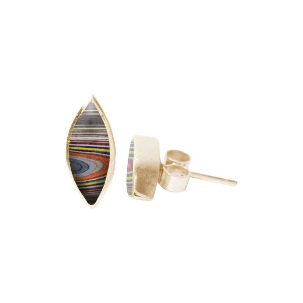 Gold Fordite Stud Earrings