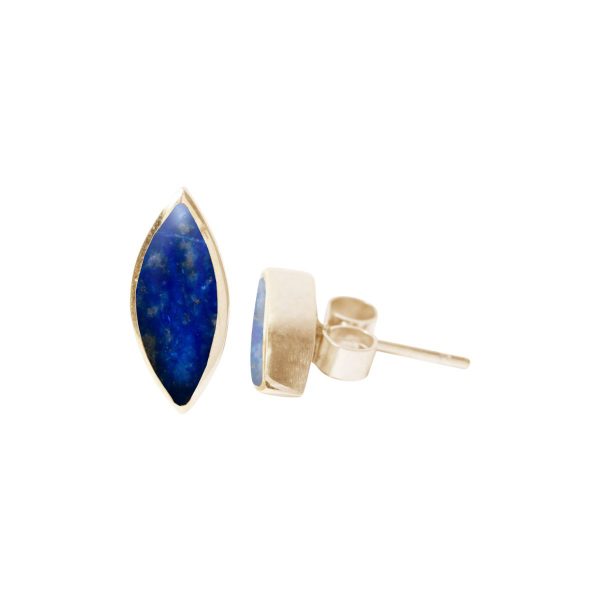 Gold Lapis Stud Earrings