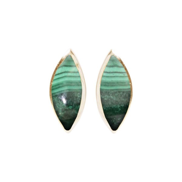 Gold Malachite Stud Earrings