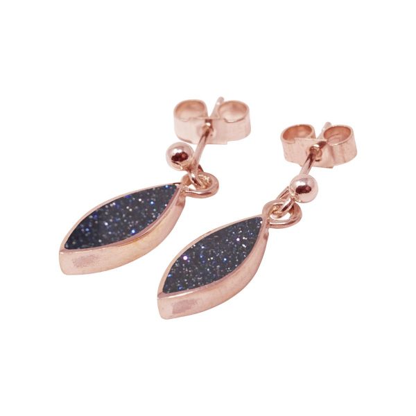 Rose Gold Blue Goldstone Drop Earrings