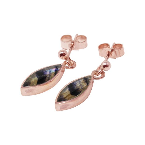 Rose Gold Blue John Drop Earrings