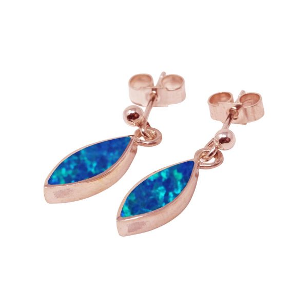 Rose Gold Opalite Cobalt Blue Drop Earrings