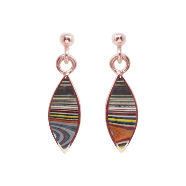 Rose Gold Fordite Drop Earrings