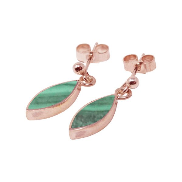 Rose Gold Malachite Drop Earrings