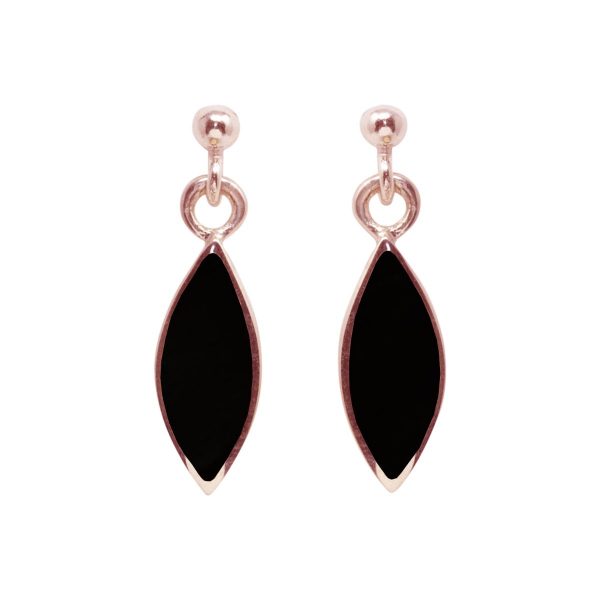 Rose Gold Whitby Jet Drop Earrings