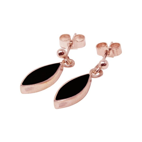 Rose Gold Whitby Jet Drop Earrings