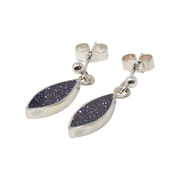 Silver Blue Goldstone Drop Earrings