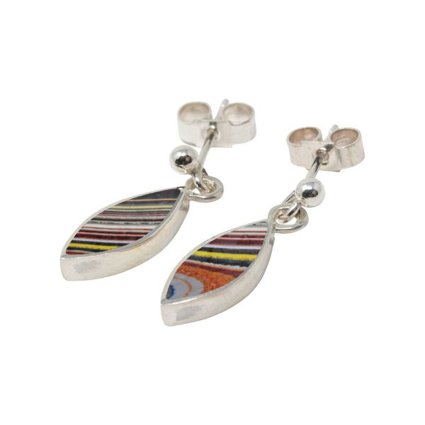 Silver Fordite Drop Earrings