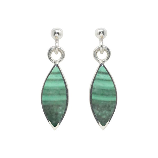 Silver Malachite Drop Earrings