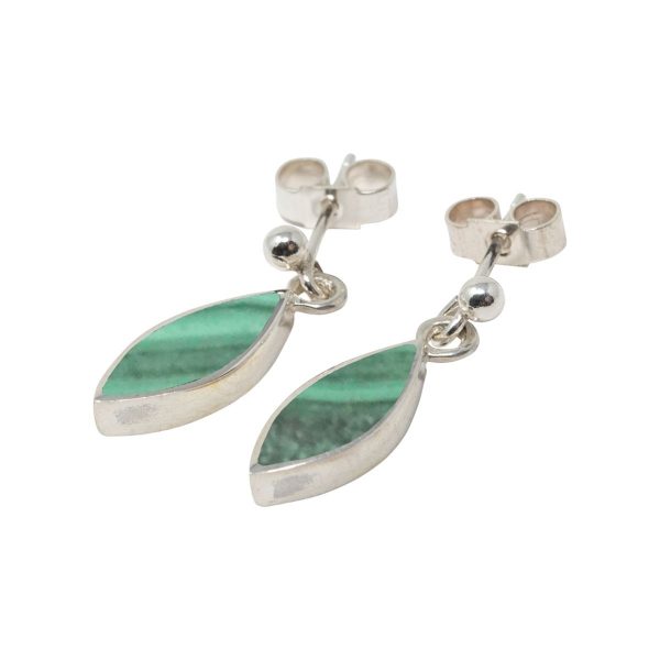 Silver Malachite Drop Earrings