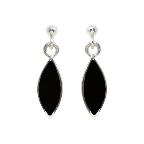 Silver Whitby Jet Drop Earrings