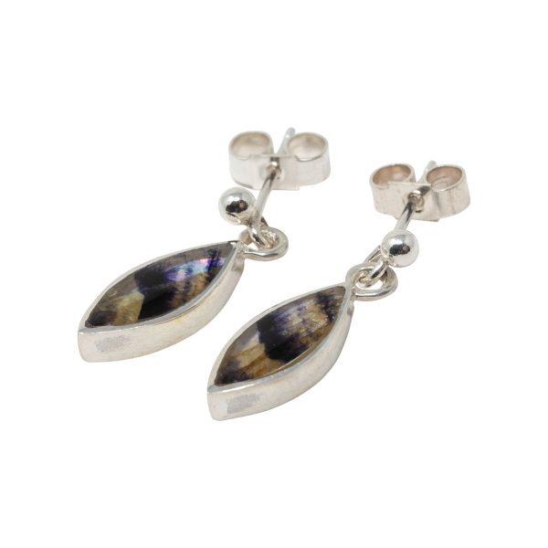 White Gold Blue John Drop Earrings