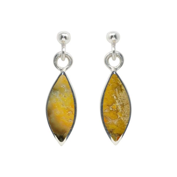 White Gold Bumblebee Jasper Drop Earrings