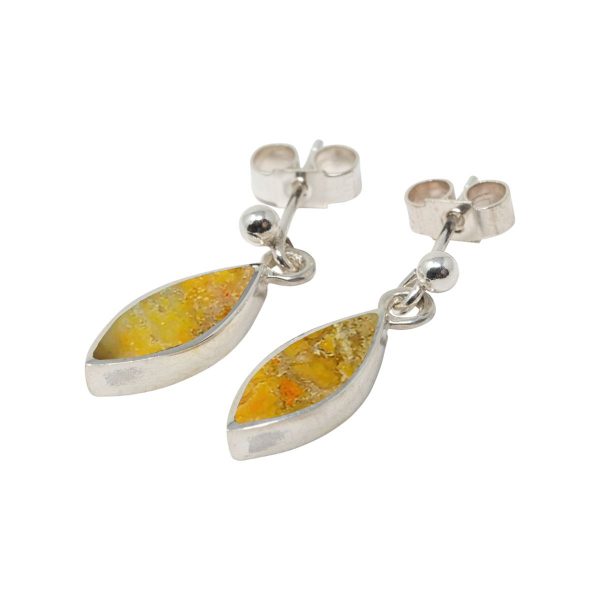 White Gold Bumblebee Jasper Drop Earrings