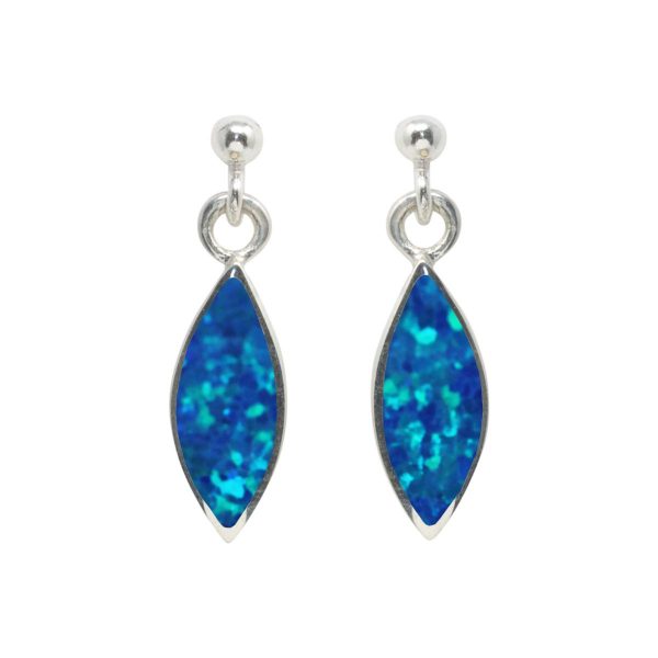 White Gold Opalite Cobalt Blue Drop Earrings