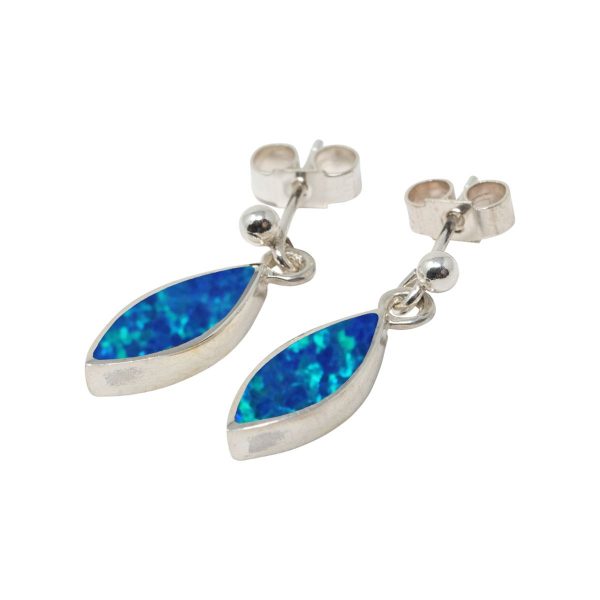 White Gold Opalite Cobalt Blue Drop Earrings