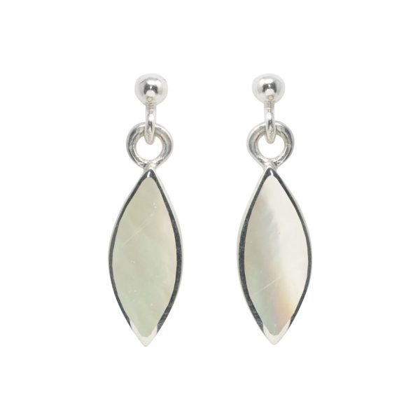 White Gold Mother of Pearl Drop Earrings