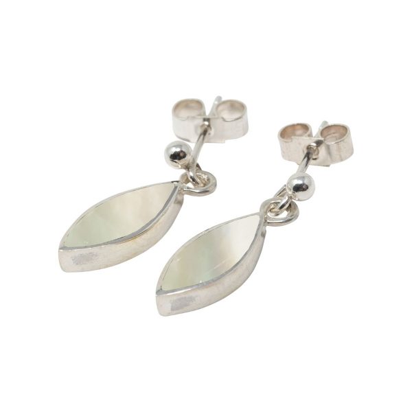 White Gold Mother of Pearl Drop Earrings