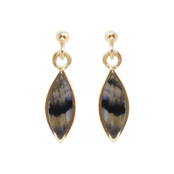 Yellow Gold Blue John Drop Earrings