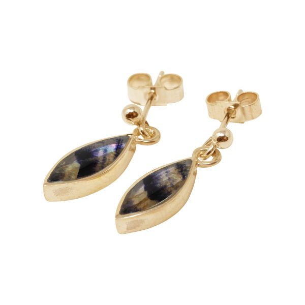 Yellow Gold Blue John Drop Earrings