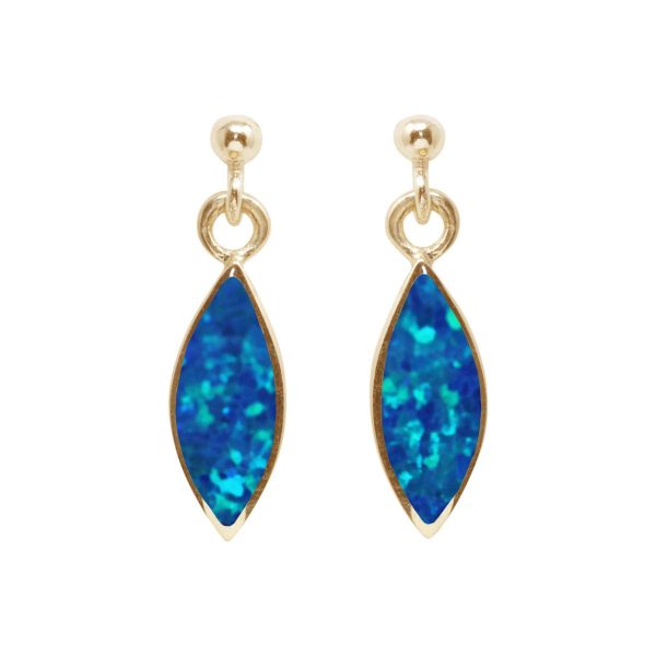 Yellow Gold Opalite Cobalt Blue Drop Earrings