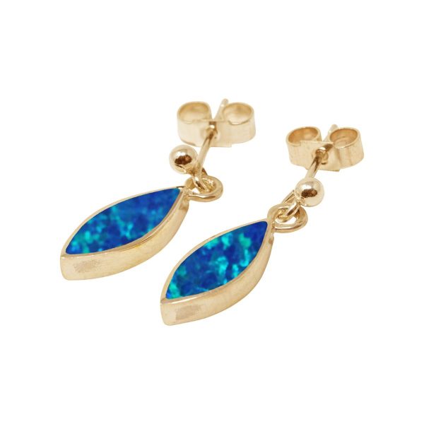 Yellow Gold Opalite Cobalt Blue Drop Earrings