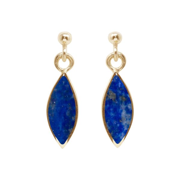 Yellow Gold Lapis Drop Earrings