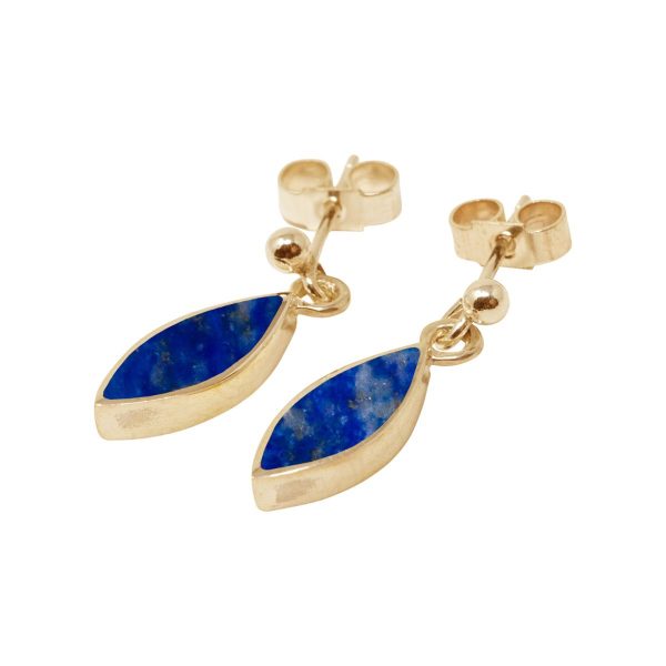 Yellow Gold Lapis Drop Earrings