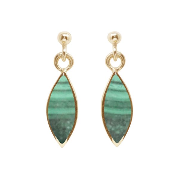 Yellow Gold Malachite Drop Earrings